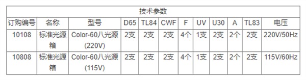 三恩時——八光源標準光源箱技術參數(shù)